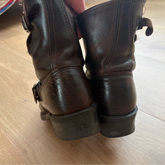 Frye Brown Leather moto Boots 7 made USA - Picture 4 of 9